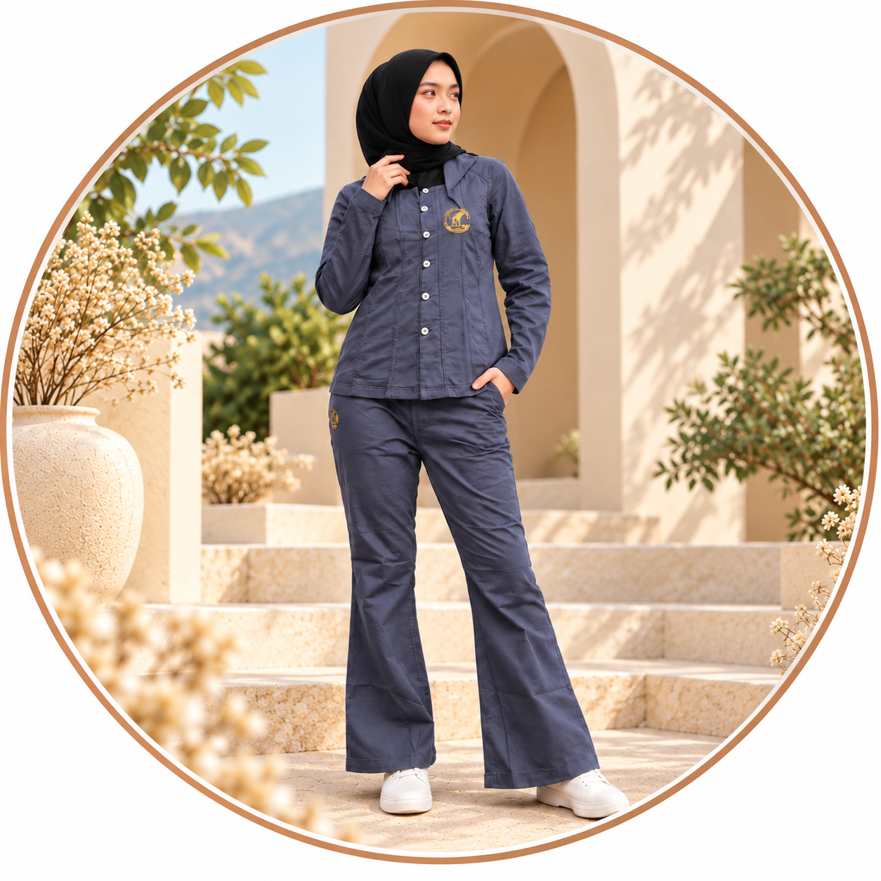 Ark Clo Set-Casual Jacket Kolar Lebar and Bootcut Seluer Combo
